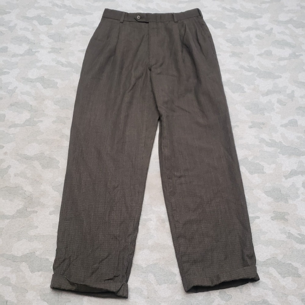 Vintage Austin Reed Pants Mens 30x28 Gray Pockets Silk Blend Straight Leg